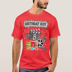 Movie Night Birthday Party Pajama Slumber Popcorn T-Shirt