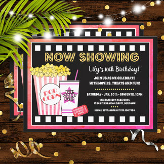 Movie Night Girl's Birthday Party Einladung