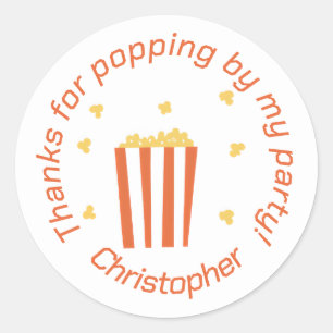 Movie Night Popcorn Personalisiert Danke Runder Aufkleber