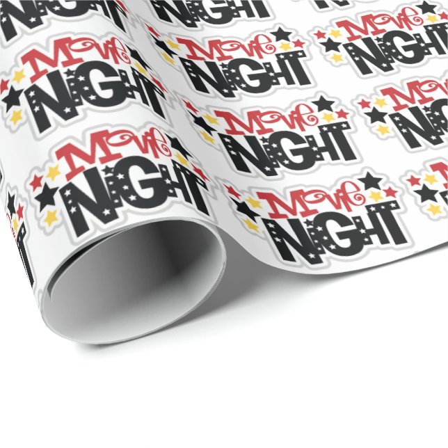 Movie Night Wortart Packpapier Thema (Rolleneckpunkt)