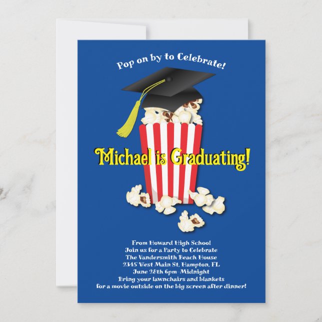 Movie Popcorn Graduation Party Einladung (Vorderseite)