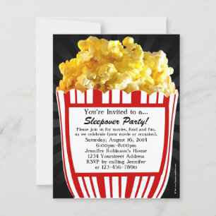 Movie Popcorn Sleepover Personnalisé Invitations d