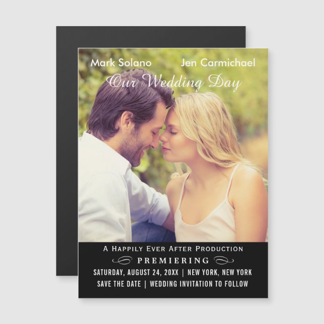 Movie Poster Wedding Foto Save the Date Magnetkarte (Vorne/Hinten)