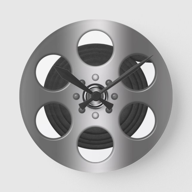 Movie Reel (Printed Flat) Runde Wanduhr (Vorderseite)