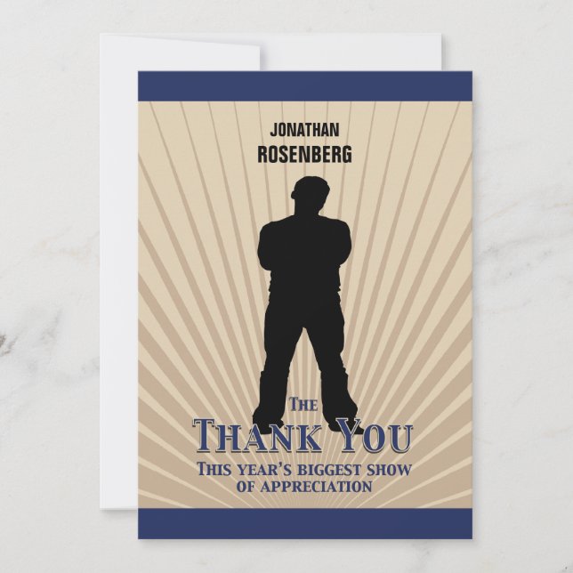 Movie Star Bar Mitzvah Danke, Tan Navy Blue Dankeskarte (Vorderseite)