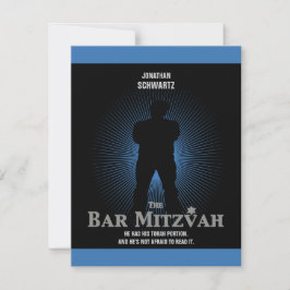 Movie Star Bar Mitzvah Reply UAWG Black Navy Blue RSVP Karte