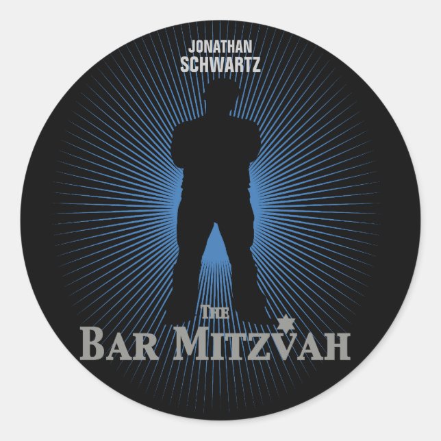 Movie Star Bar Mitzvah Sticker Black Navy Blue (Vorderseite)