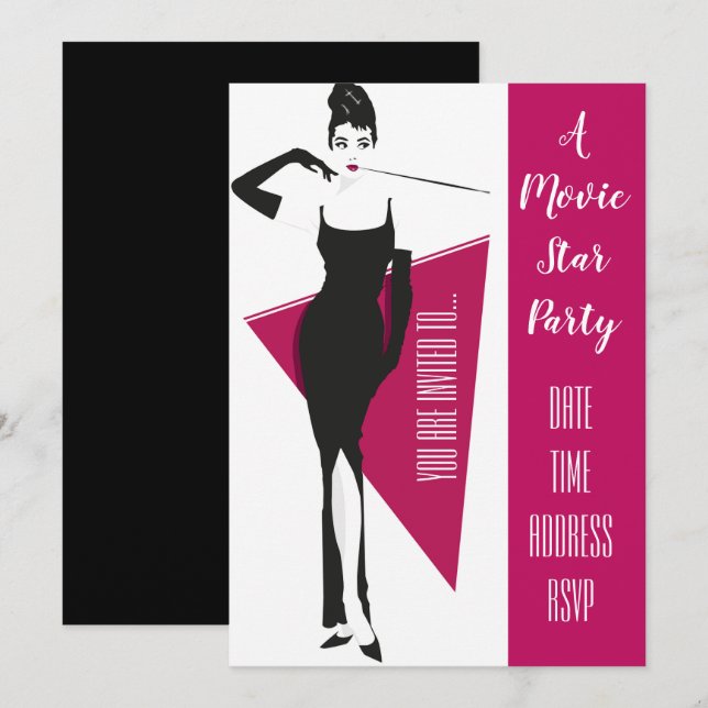 Movie Star Hollywood Kleid up Party Einladung (Vorne/Hinten)