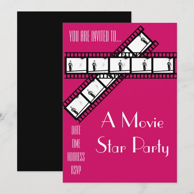 Movie Star Hollywood kleidet sich Party Einladung (Vorne/Hinten)