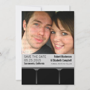 Movie Theater Foto Save the Date einladen, grau