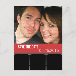 Movie Theater Foto Save the Date Postkarte, Rot Ankündigungspostkarte