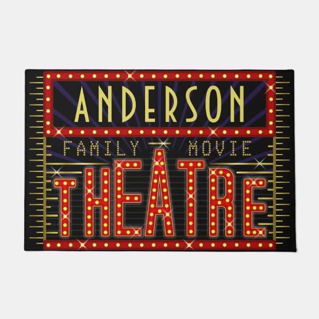 Movie Theater Marquee Zuhause Cinema | Individuell Fußmatte (Vorderseite)