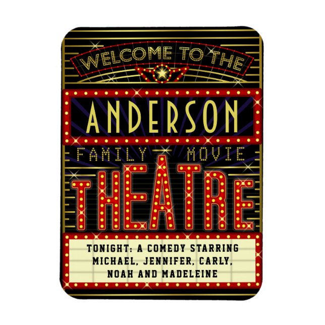 Movie Theater Marquee Zuhause Cinema | INDIVIDUELL Magnet (Vertikal)