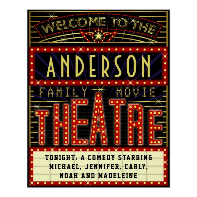 Movie Theater Marquee Zuhause Cinema | INDIVIDUELL Poster (Vorderseite)