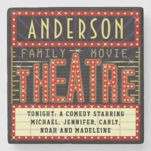 Movie Theater Marquee Zuhause Cinema  Individuelle Steinuntersetzer
