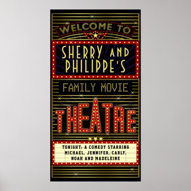 Movie Theater Marquee Zuhause Cinema | Name Long V Poster (Vorne)