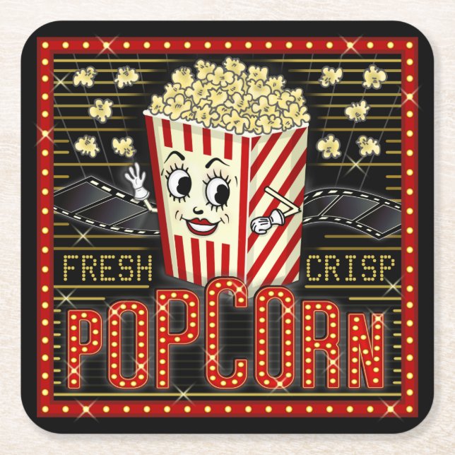 Movie Theater Marquee Zuhause Cinema Rechteckiger Pappuntersetzer (Vorderseite)
