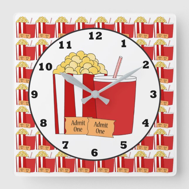 Movie-Theatersäle Quadratische Wanduhr (Vorderseite)
