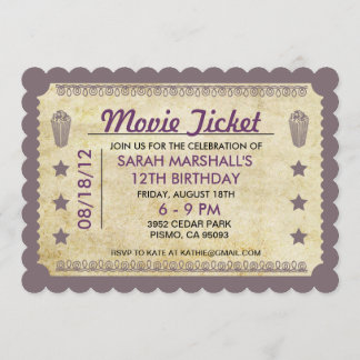 Movie Ticket Thema Einladung