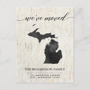 Moving Ankündigung, Michigan Staat rustikal Einladungspostkarte
