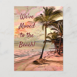 Moving Ankündigung Sunrise Beach mit Palmen Postkarte