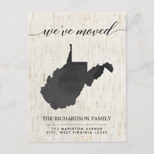 Moving Ankündigung, West Virginia Staat rustikal Einladungspostkarte