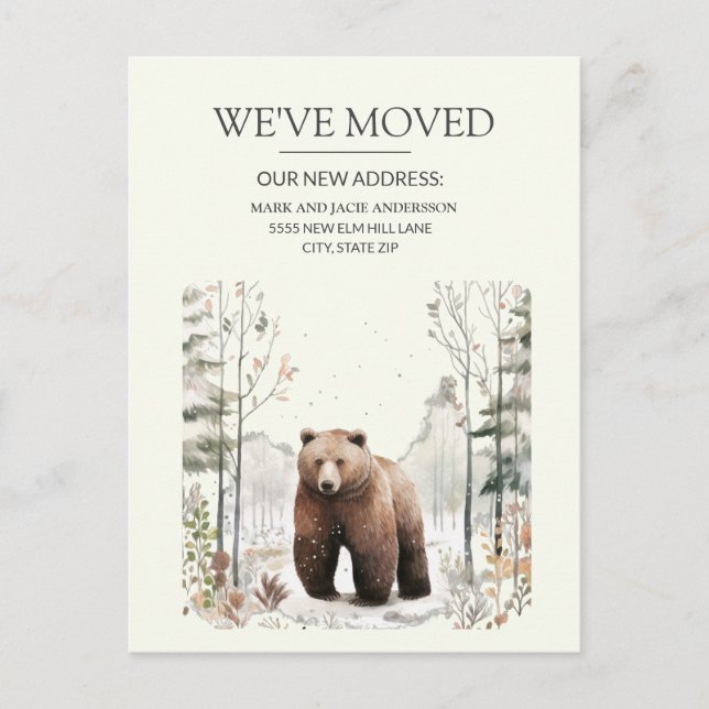 Moving Announcement Bear Mountains Snow Postkarte (Vorderseite)