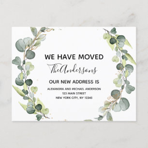 Moving Announcement Eukalyptus Greenery Wasserfarb Ankündigungspostkarte