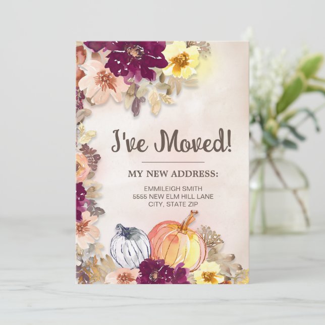 Moving Announcement Herbst Pumpkins Blütenwelt Ankündigung (Stehend Vorderseite)