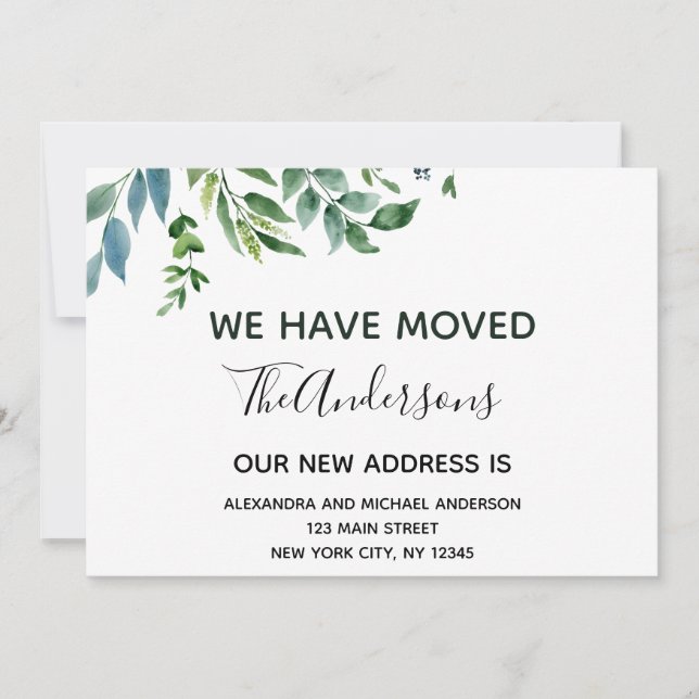 Moving Announcement Spring Greenery Einladung (Vorderseite)