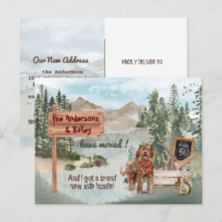 Moving Brown Labradoodle Woodland Neue Adresse Ankündigungspostkarte
