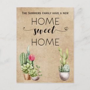 Moving Faire-part Adresse Home Sweet Home Cactus