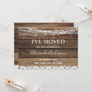 Moving Faire-part Rustic Farmhouse Wood
