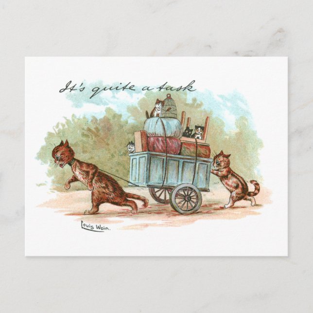 Moving House Louis Wain Postkarte (Vorderseite)