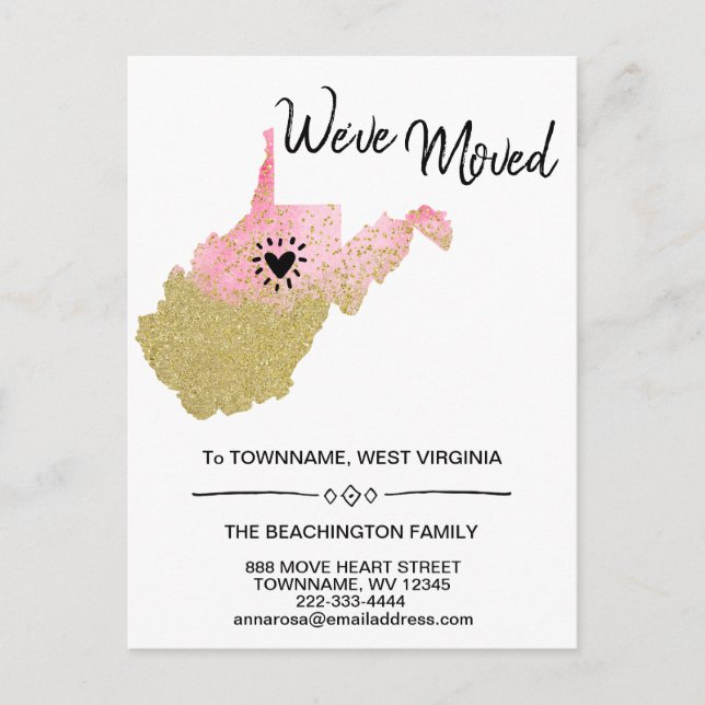*~* Moving STAAT WEST VIRGINIA * Neue Zuhause-Adre Ankündigungspostkarte (Vorderseite)
