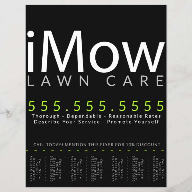 Mow. Rasenpflege Landscaping Tearsheet Ad Flyer (Vorne)