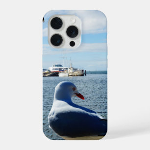 Möwe, Boote und der Ozean, iPhone 15 Pro Hülle
