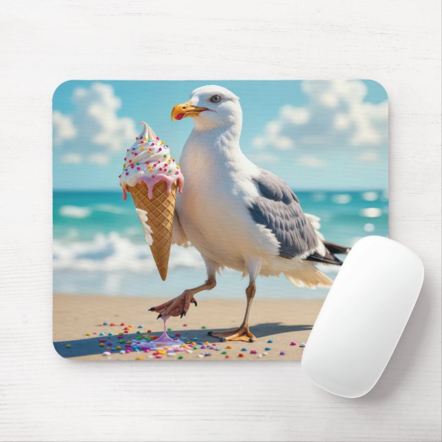 Möwe hält eine Eistüte Mousepad (Mit Mouse)