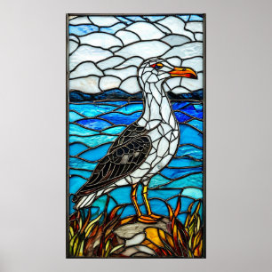 Möwe in Glasmalerei Poster