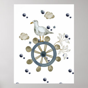 Möwe nimmt Mitfahrgelegenheit Poster