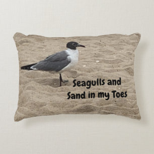 Möwe, Strand Sand, Strand Leben, Strand Szene Dekokissen