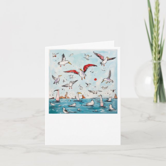 Möwe, Vogel, fliegende Vögel  Karte (Vorderseite)