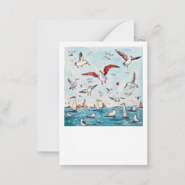 Möwe, Vogel, fliegende Vögel  Mitteilungskarte (Vorderseite)