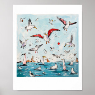 Möwe, Vogel, fliegende Vögel Poster