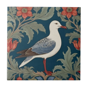 Möwe William Morris Stil Rechts Meer Seevogel Fliese