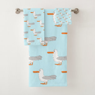 Möwedesign mit beliebigem Hintergrundfarbe Badhandtuch Set