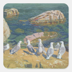 Möwen, 1910 quadratischer aufkleber