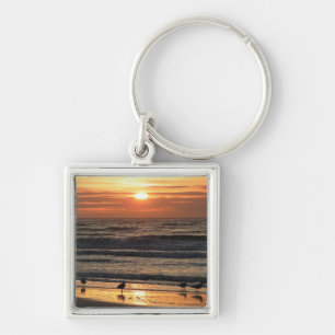 Möwen am Meer bei Sonnenuntergang Schlüsselanhänger