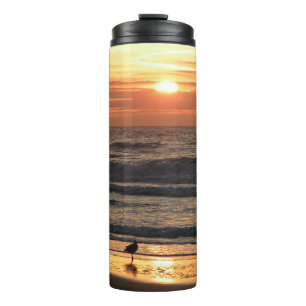 Möwen am Meer bei Sonnenuntergang Thermosbecher