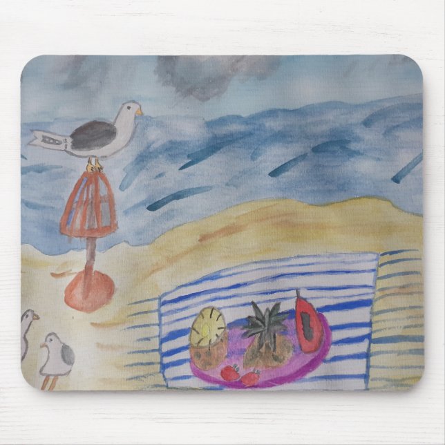 Möwen am Strand Mousepad (Vorne)